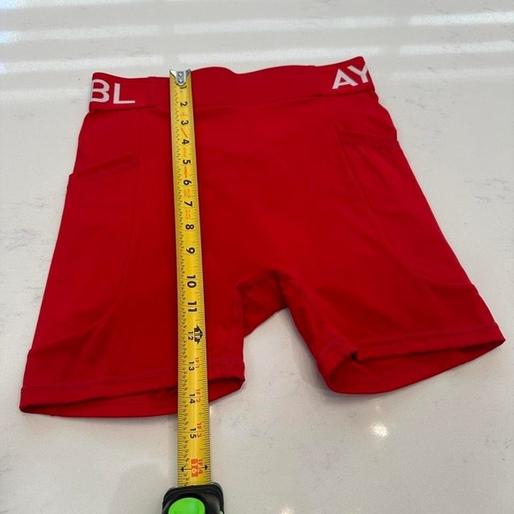 AYBL Core Shorts S Womens Red Seamless Pockets Training Compression - Picture 5 of 5